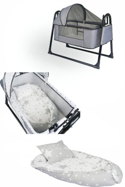Btrend Babynest Кроватка ва ёстиқ + Чўнтак совғаси билан тебранувчи себет бешик чақалоқ бешиги гамак 2 ли комплект - 5