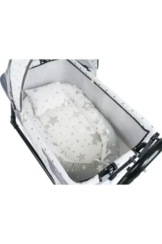 Btrend Babynest Yatak Ve Yastık+ Cep Hediyeli Sallanır Sepet Beşik Bebek Beşiği Hamak 2 li Set-A.Gri - 3