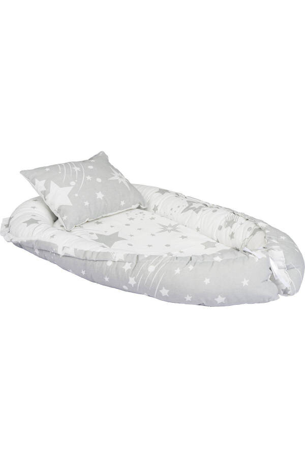 Btrend Babynest Yatak Ve Yastık+ Cep Hediyeli Sallanır Sepet Beşik Bebek Beşiği Hamak 2 li Set - Gri - 2