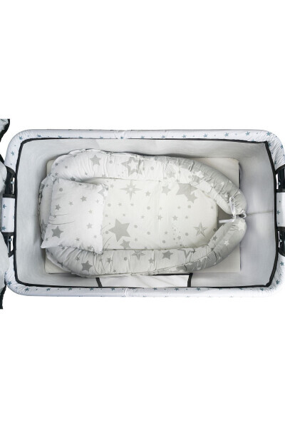 Btrend Babynest Yatak Ve Yastık+ Cep Hediyeli Sallanır Sepet Beşik Bebek Beşiği Hamak 2 li Set - Gri - 3