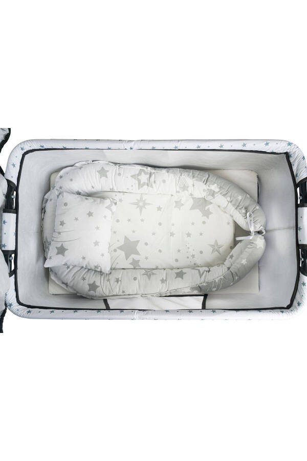 Btrend Babynest Yatak Ve Yastık+ Cep Hediyeli Sallanır Sepet Beşik Bebek Beşiği Hamak 2 li Set - Gri - 3