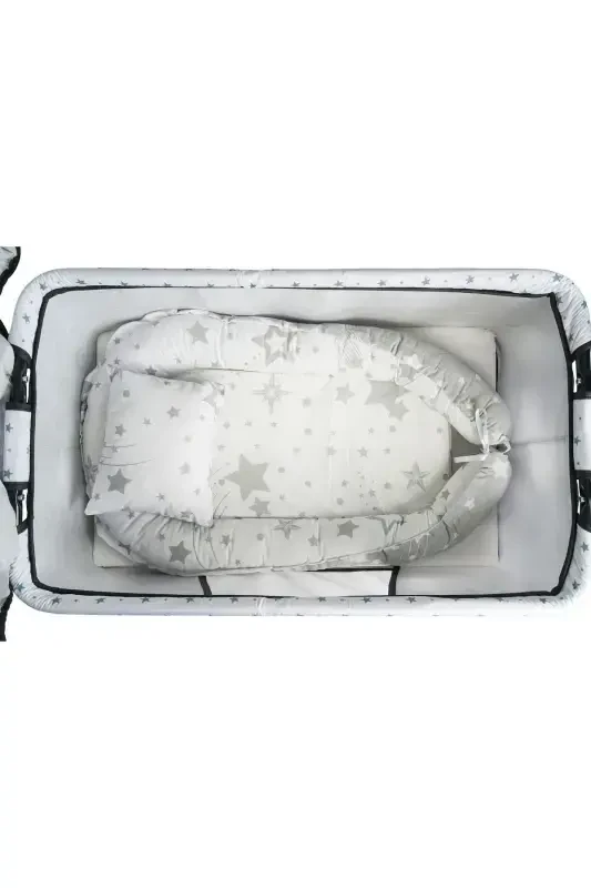 Btrend Babynest Yotok Va Yostiq+ Chep Hadʼyali Sallanar Sepet Beshik Bebek Beshigi Hamak 2 li Set-A.Gri - 2