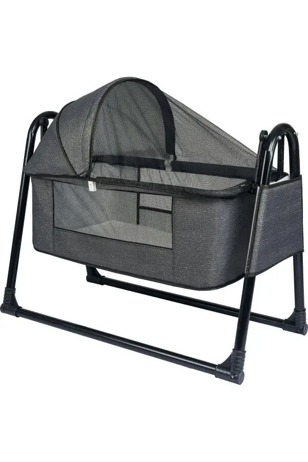 Btrend İpek Fileli Black Cep Hediyeli Sallanır Sepet Beşik Portatif Bebek Beşiği Hamak - 1