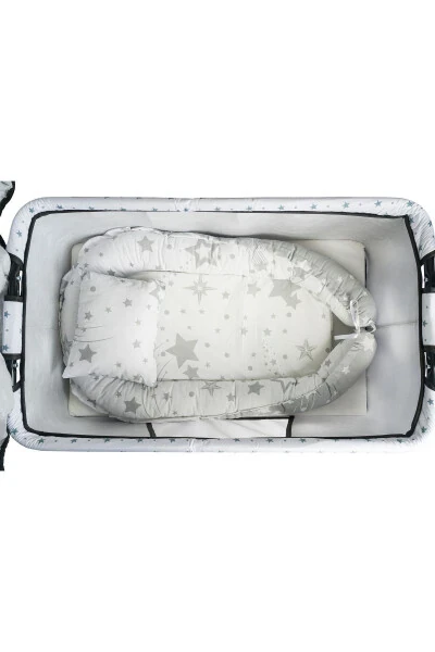 Btrend Mercan Antrasit Babynest Yotoq Va Yostiq Tezlanuvchi Savat Beshik Chaqaloq Beshigi 2 li Set - 3