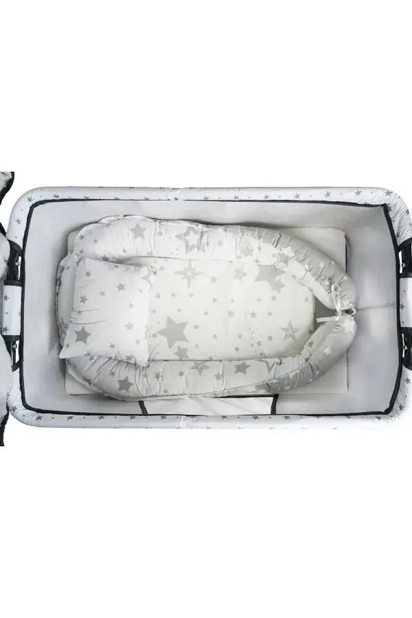 Btrend Mercan Antrasit Babynest Yotoq Va Yostiq Tezlanuvchi Savat Beshik Chaqaloq Beshigi 2 li Set - 3