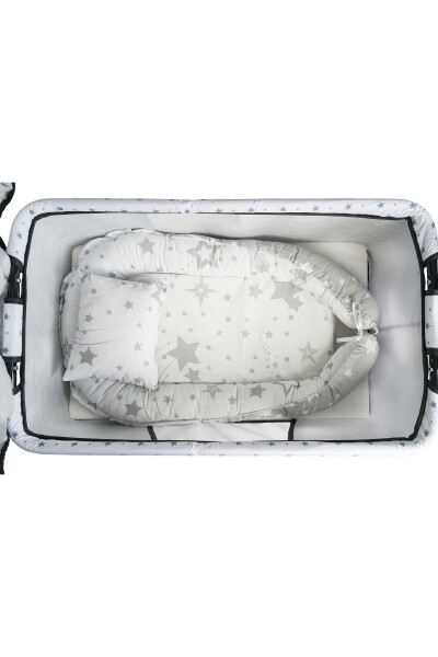 Btrend Padişah Gri Babynest Yatak Ve Yastık Sallanır Sepet Beşik Bebek Beşiği 2 li Set-Gri - 2
