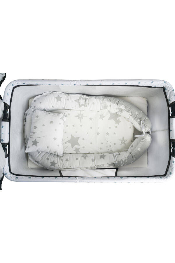 Btrend Podishoh Kulrang Babynest Matras Va Yostiq Tebranadigan Savat Beshik Bolalar Beshigi 2 li To'plam-Kulrang - 2