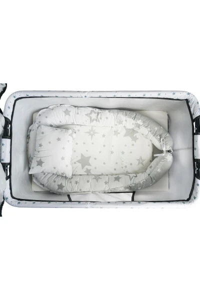 Btrend Podshoh kulrang Babynest matras va yostiq, tebranadigan savat beshik, chaqaloq beshigi 2 qismli to'plam - kulrang - ÖZBAY (1)