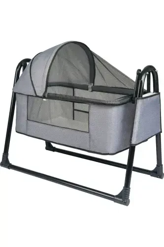 Btrend Silk Mesh Black Pocket Gift Rocking Bassinet Portable Baby Cradle Hammock-Gray - 1