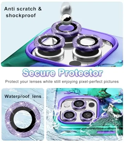 Btscase for iPhone 15 Pro Max Case 6.7 inch (2023), Marble Pattern 3 in 1 Heavy Duty Full Body Shockproof Hard PC+Soft Silicone Drop Protective Women Girls Cover for iPhone 15 Pro Max, Cyan Purple - 2