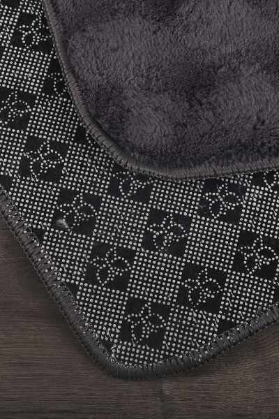 Bubble Anthracite Soft Large Size Double Non-Slip Base Washable Bath Mat - 5