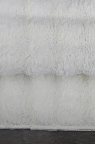 Bubble Cream Soft Large Size Double Non-Slip Base Washable Bath Mat-Cream - 4