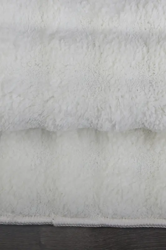 Bubble Cream Soft Large Size Double Non-Slip Base Washable Bath Mat-Cream - 4