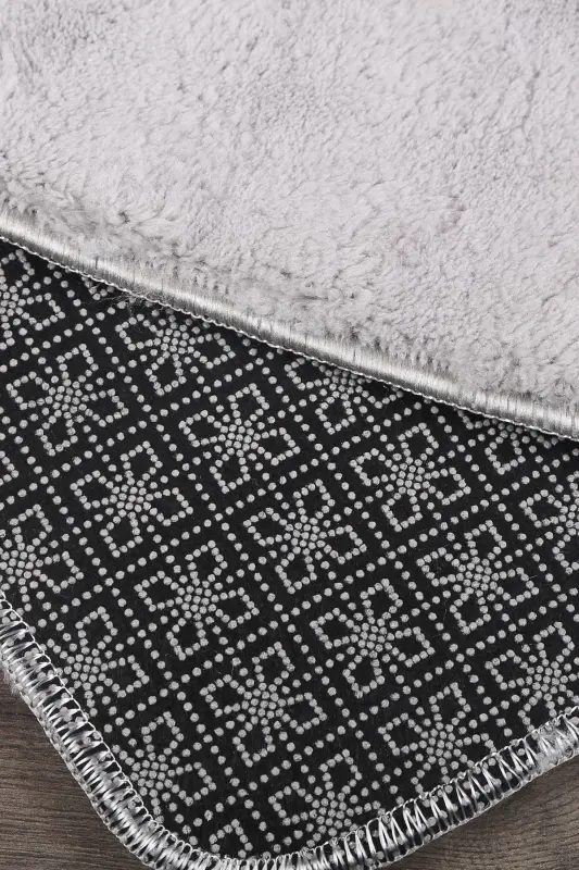 Bubble Gri Yumshoq Katta O'lchamli Ikki Kishilik Sirpanmaydigan Yuviladigan Hammom Gilami - Kulrang - 4