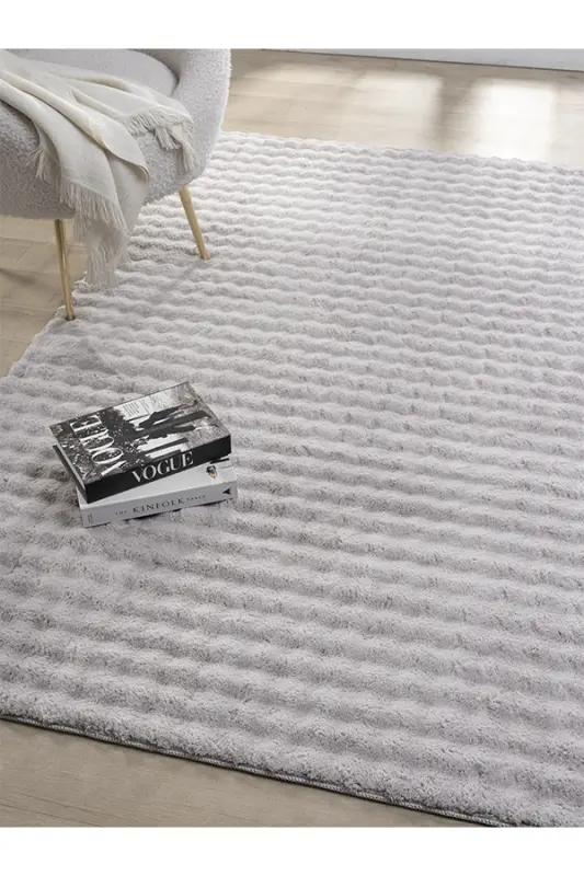 Bubble Peluş Kaymaz Taban Yıkanabilir Yumuşak Salon Yatak Odası Halısı Kilim Gri - Griix - 1
