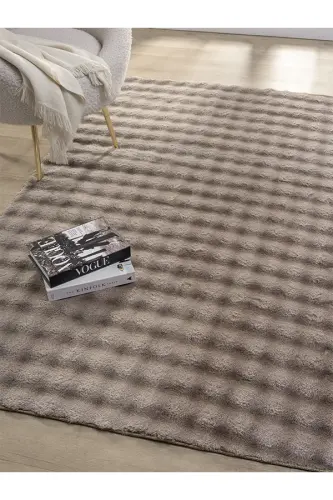 Bubble Peluş Kaymaz Taban Yıkanabilir Yumuşak Salon Yatak Odası Halısı Kilim Vizon - Vizonzsd 