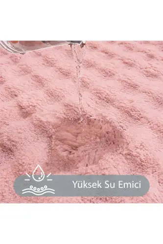 Bubble Pudra Yumuşak Büyük Boy İkili Kaymaz Taban Yıkanabilir Banyo Paspası - Pudra - 4