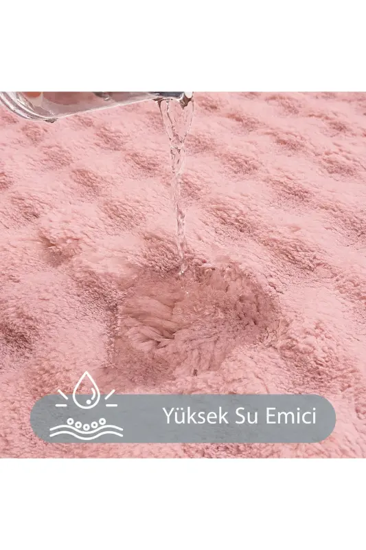 Bubble Pudra Yumuşak Büyük Boy İkili Kaymaz Taban Yıkanabilir Banyo Paspası - Pudra - 4