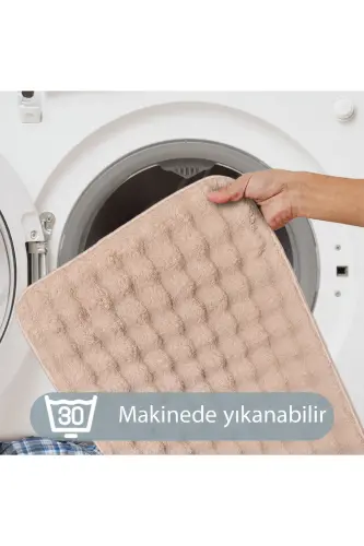 Bubble Vizon Yumuşak Büyük Boy İkili Kaymaz Taban Yıkanabilir Banyo Paspası - Vizon - DOKUMACIOĞLU (1)