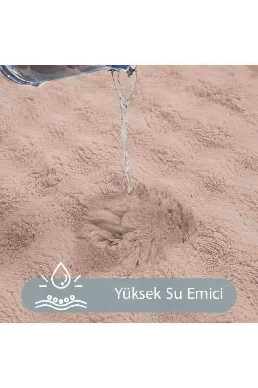 Bubble Vizon Yumuşak Büyük Boy İkili Kaymaz Taban Yıkanabilir Banyo Paspası - Vizon - 3