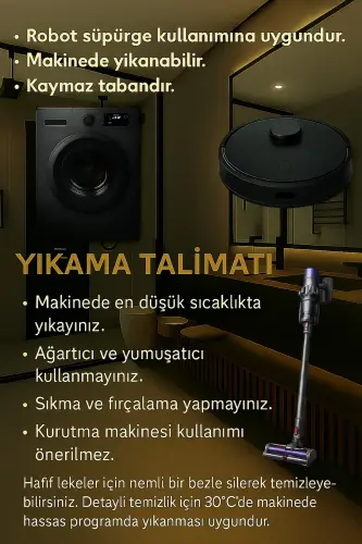Bubble Vizon Yumuşak Büyük Boy İkili Kaymaz Taban Yıkanabilir Banyo Paspası - Vizon - 7