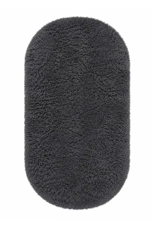 BUBLLE Peluş Oval Kesim Kaymaz Taban Yıkanabilir Yumuşak Salon Yatak Odası Halısı Kilim Antrasit - Antrasitşs - 2