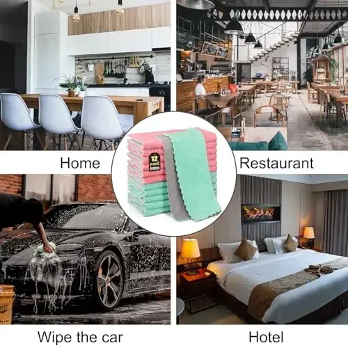 BUEDM 12 dona oshxona matosi idish sochiqlari, 12x12 dyuymli yumshoq premium idish matolari, idishlarni, oshxonani, hammomni, mashinani tozalash uchun absorbent mikrofiber tozalash matosi - 3