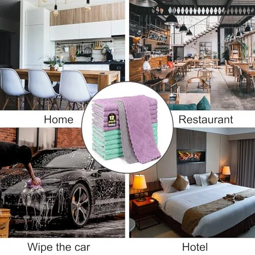 BUEDM 12 Кухонных Полотенец, 12x12 Дюймов, Мягкие Премиум Салфетки, Впитывающие Микрофибровые Ткани для Мытья Посуды, Кухни, Ванной, Авто - 3