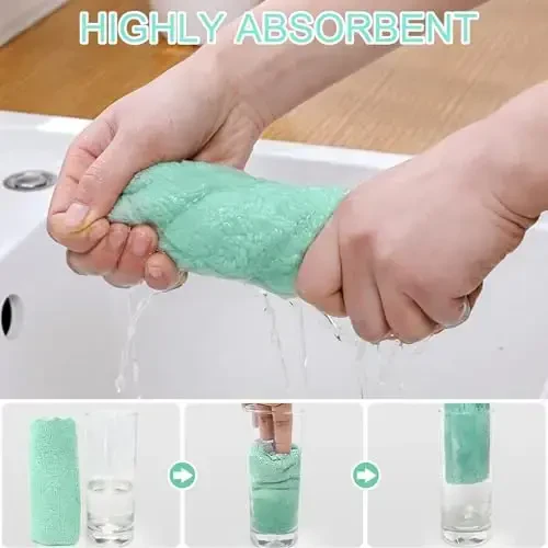 BUEDM 12 Pack oshxona matosi idish sochiqlari, 12x12 dyuymli yumshoq premium idish matolari, idishlarni, oshxonani, hammomni, mashinani tozalash uchun absorbent mikrofiber tozalovchi mato - 4