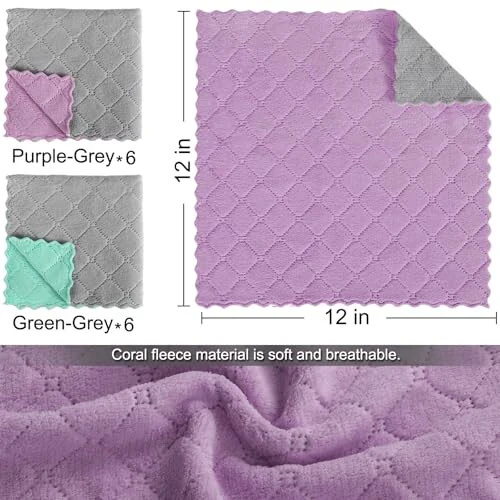 BUEDM 12 ta Oshxona Sochiqlari, 12x12 dyuymli Yumshoq Premium Sochiqlar, Idish-tovoqlar, Oshxona, Hammom, Avtomobilni tozalash uchun Mikrofiber Tozalovchi Sochiq. - BUEDM (1)