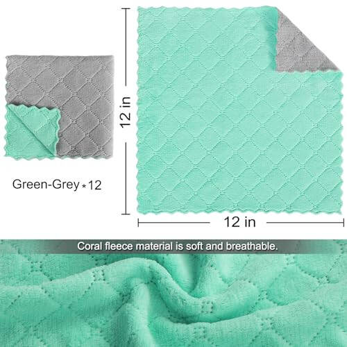 BUEDM 12 ta Oshxona Sochiqlari, 12x12 dyuymli Yumshoq Premium Sochiqlar, Idish-tovoqlar, Oshxona, Hammom, Avtomobilni tozalash uchun yutuvchi Mikrofiber Tozalash Matosi. - 2