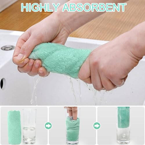 BUEDM 12 ta Oshxona Sochiqlari, 12x12 dyuymli Yumshoq Premium Sochiqlar, Idish-tovoqlar, Oshxona, Hammom, Avtomobilni tozalash uchun yutuvchi Mikrofiber Tozalash Matosi. - 4