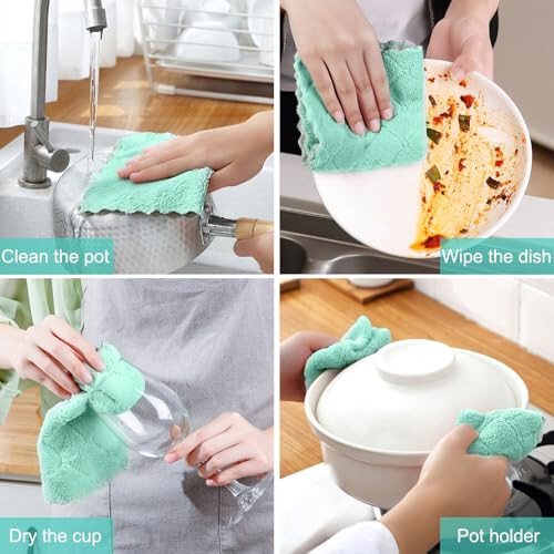 BUEDM 12 ta Oshxona Sochiqlari, 12x12 dyuymli Yumshoq Premium Sochiqlar, Idish-tovoqlar, Oshxona, Hammom, Avtomobilni tozalash uchun yutuvchi Mikrofiber Tozalash Matosi. - 6