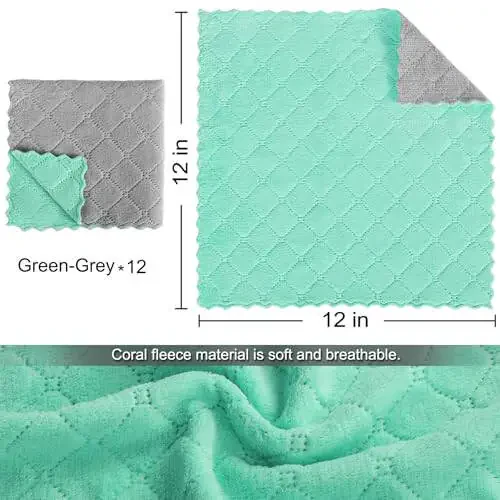 BUEDM 12 ta Oshxona Sochiqlari, 12x12 dyuymli Yumshoq Premium Sochiqlar, Idish-tovoqlar, Oshxona, Hammom, Avtomobilni tozalash uchun yutuvchi Mikrofiber Tozalash Matosi. - 2