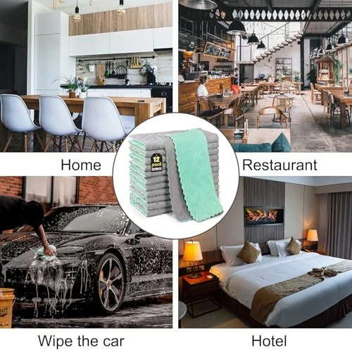 BUEDM 12 ta Oshxona Sochiqlari, 12x12 dyuymli Yumshoq Premium Sochiqlar, Idish-tovoqlar, Oshxona, Hammom, Avtomobilni tozalash uchun yutuvchi Mikrofiber Tozalash Matosi. - 3