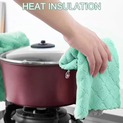 BUEDM 12 Pack Kitchen Cloth Dish Towels, 12x12 inch Soft Premium Dishcloths, Absorbent Microfiber Cleaning Cloth for Cleaning Dishes, Kitchen, Bathroom, Car - 5