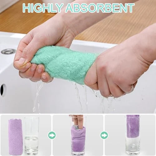 BUEDM 12 Pack Kitchen Cloth Dish Towels, 12x12 inch Soft Premium Dishcloths, Absorbent Microfiber Cleaning Cloth for Cleaning Dishes, Kitchen, Bathroom, Car - 4