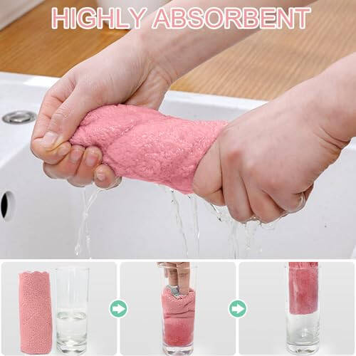 BUEDM 12 Pack Kitchen Cloth Dish Towels, 12x12 inch Soft Premium Dishcloths, Absorbent Microfiber Cleaning Cloth for Cleaning Dishes, Kitchen, Bathroom, Car - 4