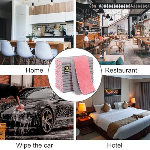 BUEDM 12 Pack Kitchen Cloth Dish Towels, 12x12 inch Soft Premium Dishcloths, Absorbent Microfiber Cleaning Cloth for Cleaning Dishes, Kitchen, Bathroom, Car - 3