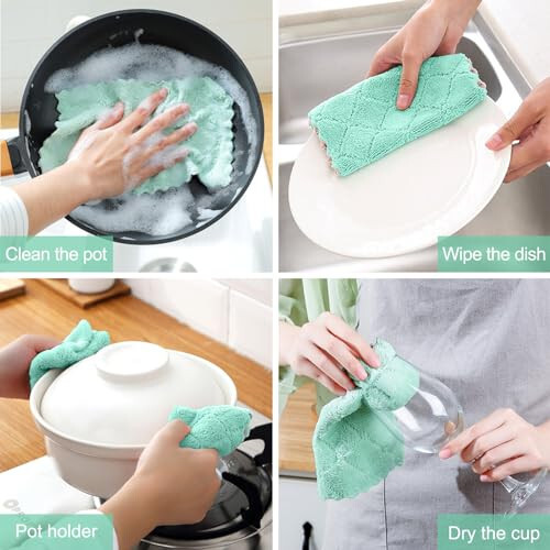 BUEDM 24 dona oshxona mato dasturxonlari, tuklanmaydigan yumshoq premium dasturxonlar, idishlarni, oshxonani, hammomni, mashinani tozalash uchun absorbent mikrofiber tozalash matosi - 3