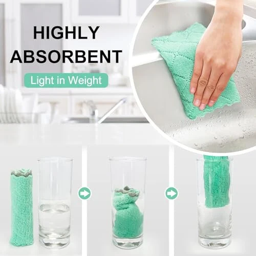 BUEDM 24 dona oshxona mato dasturxonlari, tuklanmaydigan yumshoq premium dasturxonlar, idishlarni, oshxonani, hammomni, mashinani tozalash uchun absorbent mikrofiber tozalash matosi - 4