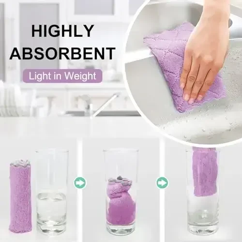BUEDM 24 Pack Kitchen Cloth Dish Towels, Soft Premium Dishcloths, Highly Absorbent Multi-Purpose Dust and Stain Removal Cleaning Supplies for Kitchen Car Cleaning - 4