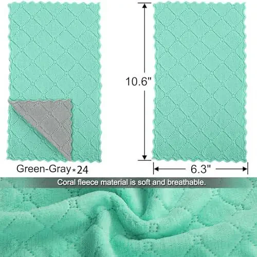 BUEDM 24 Pack Kitchen Cloth Dish Towels, No Shedding Soft Premium Dishcloths, Absorbent Microfiber Cleaning Cloth for Cleaning Dishes, Kitchen, Bathroom, Car - 2