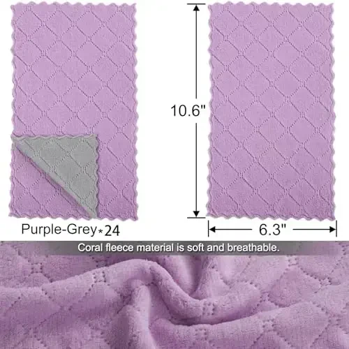 BUEDM 24 Pack Kitchen Cloth Dish Towels, Soft Premium Dishcloths, Highly Absorbent Multi-Purpose Dust and Stain Removal Cleaning Supplies for Kitchen Car Cleaning - 2