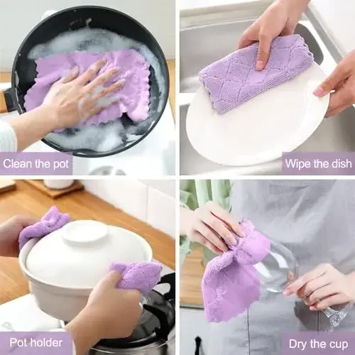 BUEDM 24 Pack Kitchen Cloth Dish Towels, Soft Premium Dishcloths, Highly Absorbent Multi-Purpose Dust and Stain Removal Cleaning Supplies for Kitchen Car Cleaning - 3