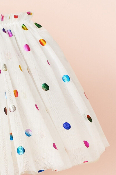 Buenos Colorful Polka Dot Detailed Lined Tulle Skirt - 4