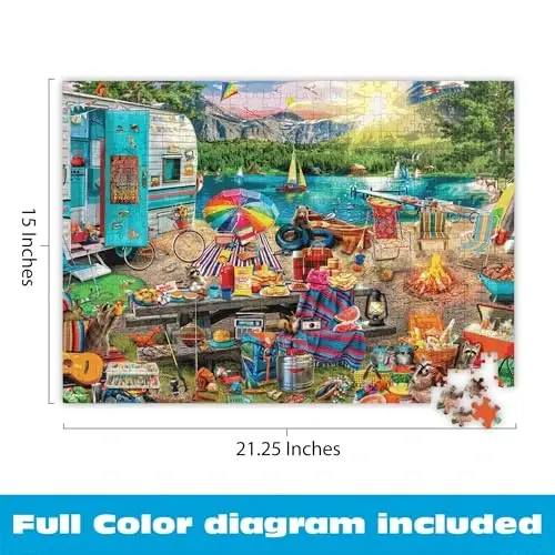 Buffalo Games - Aimee Stewart - Family Campsite - Look Closer - 500 Piece Jigsaw Puzzle for Adults with 10 Hidden Images - Challenging Puzzle for Game Nights - Finished Size 21.25 x 15.00 - 3