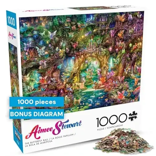 Buffalo Games - Aimee Stewart The Butterfly Ball 1000 Piece Jigsaw Puzzle, Made in USA, Premium Recycled Board, Reference Diagram - 1