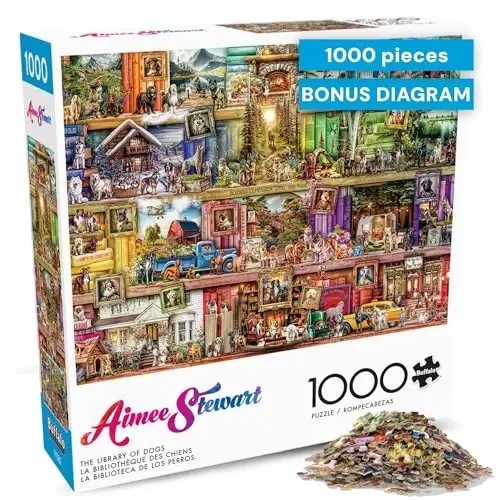 Puzzles for Adults 1000 Pieces – Buffalo Games The Library of Dogs by Aimee Stewart, Challenging 1000 Piece Puzzle for Adults with Poster, Premium Jigsaw Puzzle Made in The USA - PUZZLES