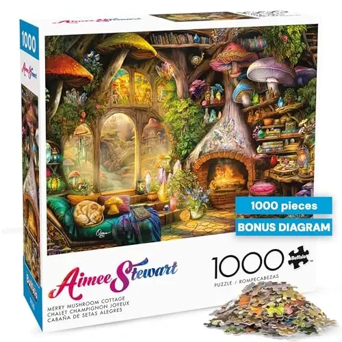 Buffalo Games - Aimee Stewart - Merry Mushroom Cottage - 1000 Piece Jigsaw Puzzle for Adults - Challenging Puzzle Perfect for Game Nights - Finished Size is 26.75 x 19.75 - BUFFALO